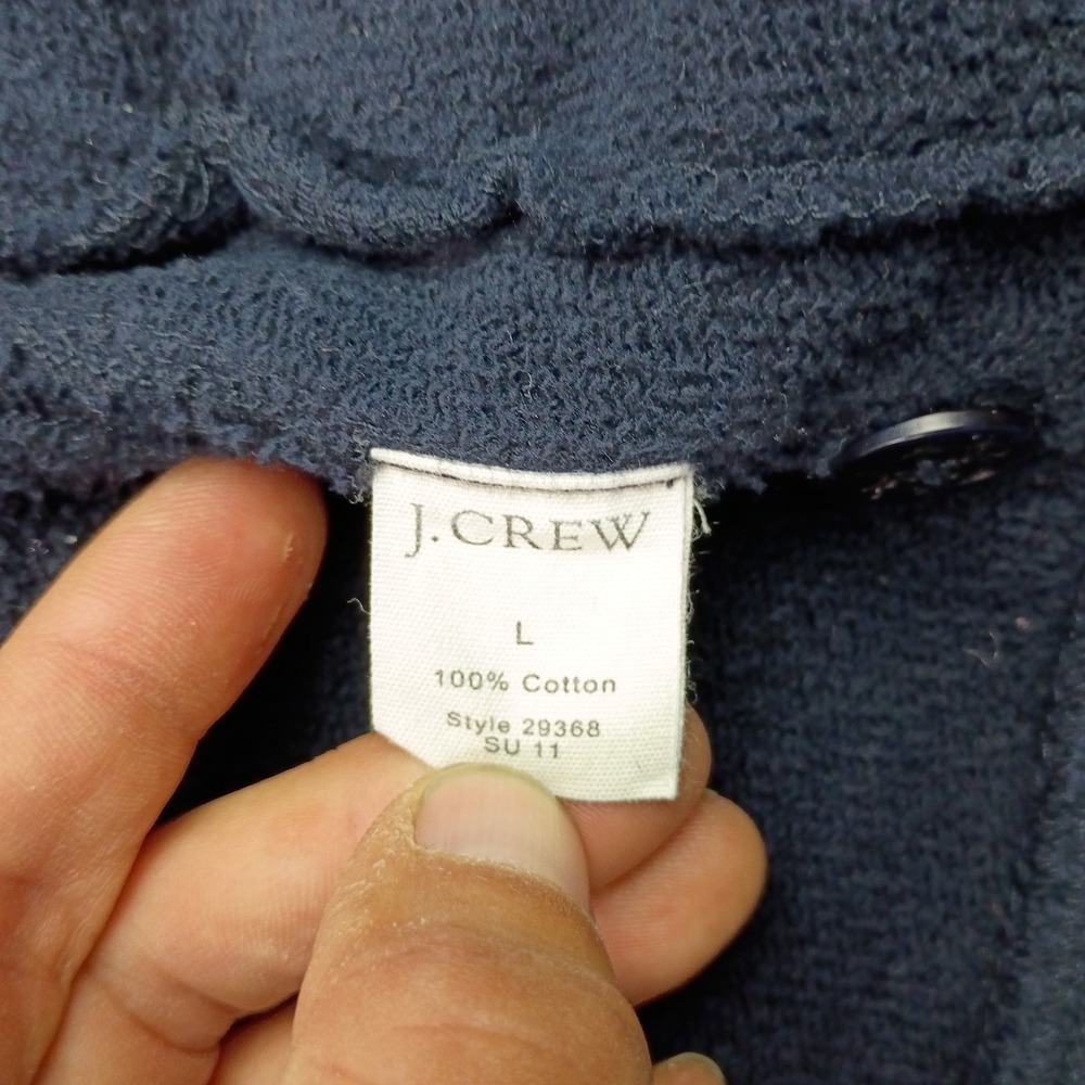 J.Crew Mens Large Outerwear Fleece Navy Cozy Warm Shawl Collar Toggle Jacket - Picture 10 of 13